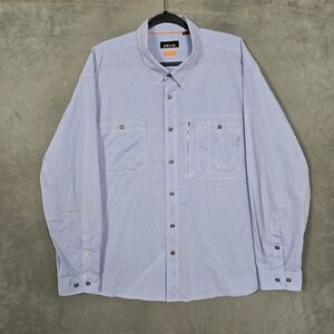 Orvis Shirt Mens 2XL Blue micro Gingham Check Long Sleeve Active Fit